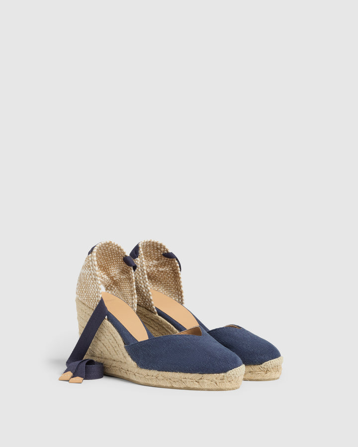 Castañer CASTAÑER | Alpargatas Chiara en algodón acabado lavado cierre mediante lazada y cuña de 9cm. – Castañer