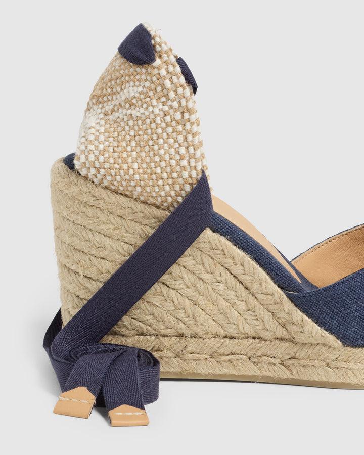 Castañer CASTAÑER | Alpargatas Chiara en algodón acabado lavado cierre mediante lazada y cuña de 9cm. – Castañer Tienda