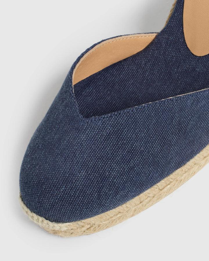Castañer CASTAÑER | Alpargatas Chiara en algodón acabado lavado cierre mediante lazada y cuña de 9cm. – Castañer Tienda