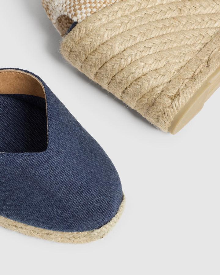 Castañer CASTAÑER | Alpargatas Chiara en algodón acabado lavado cierre mediante lazada y cuña de 9cm. – Castañer Tienda
