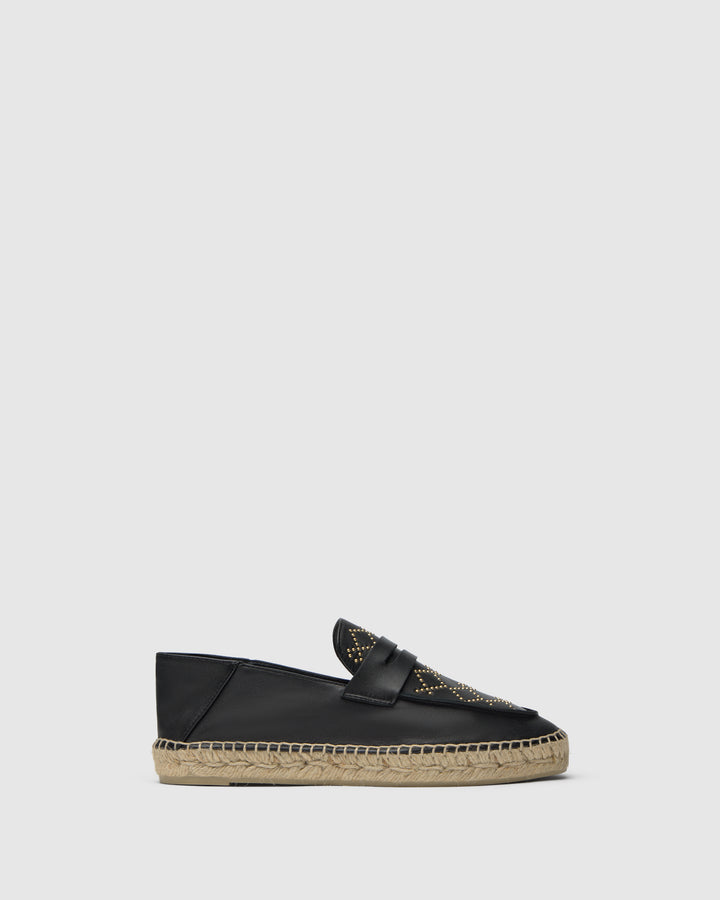 Castañer CASTAÑER | Alpargata Plana Cerrada Napa NEGRO KEULE STUDS/250 – Castañer