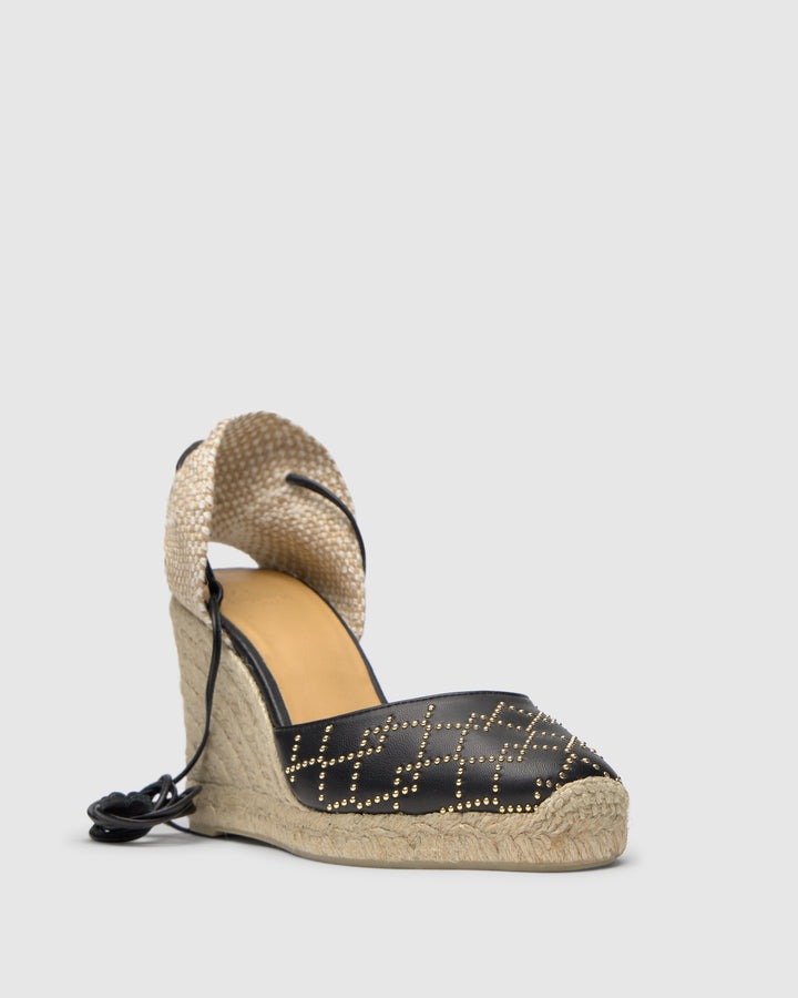 Castañer CASTAÑER | Alpargata Cuña Cerrada Napa NEGRO CARINA STUDS/8/250 – Castañer Oferta especial