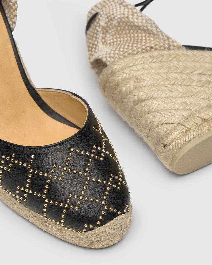 Castañer CASTAÑER | Alpargata Cuña Cerrada Napa NEGRO CARINA STUDS/8/250 – Castañer Oferta especial