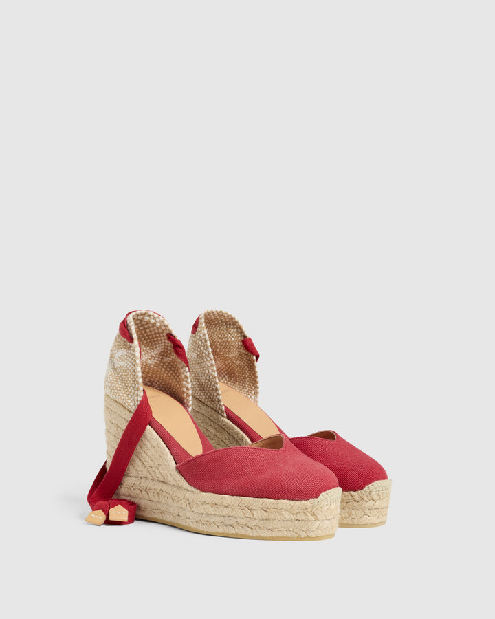 Castañer CASTAÑER ALPARGATAS CUÑA CHIARA ROJO CARMÍN MUJER – Castañer