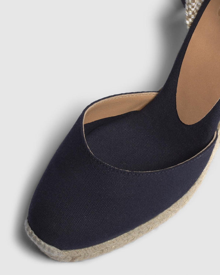 Castañer CASTAÑER | Alpargatas Carina en algodón orgánico cierre mediante lazada y cuña de 9cm. – Castañer Venta caliente