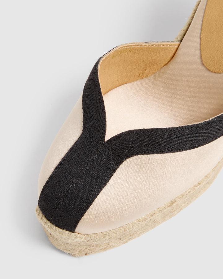 Castañer Alpargata Pala Talon Champagne/Negro Cuña Mujer | Castañer Ventas relámpago