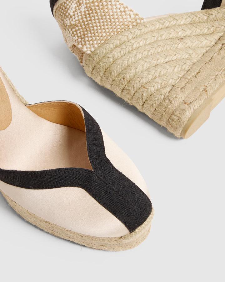 Castañer Alpargata Pala Talon Champagne/Negro Cuña Mujer | Castañer Ventas relámpago