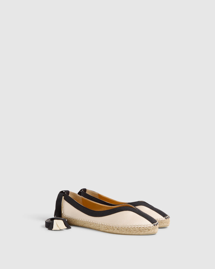 Castañer Alpargata Bailarina Champagne/Negro Plana Mujer | Castañer Tienda