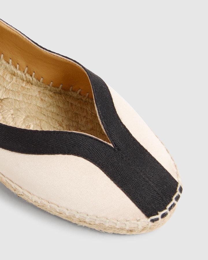 Castañer Alpargata Bailarina Champagne/Negro Plana Mujer | Castañer Tienda