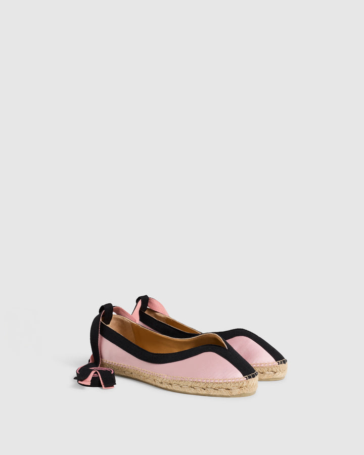 Castañer Alpargata Bailarina Rosa/Negro Plana Mujer | Castañer