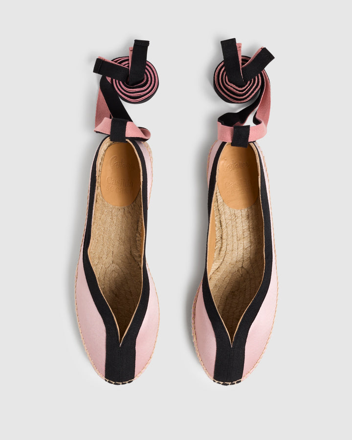 Castañer Alpargata Bailarina Rosa/Negro Plana Mujer | Castañer Envío gratis