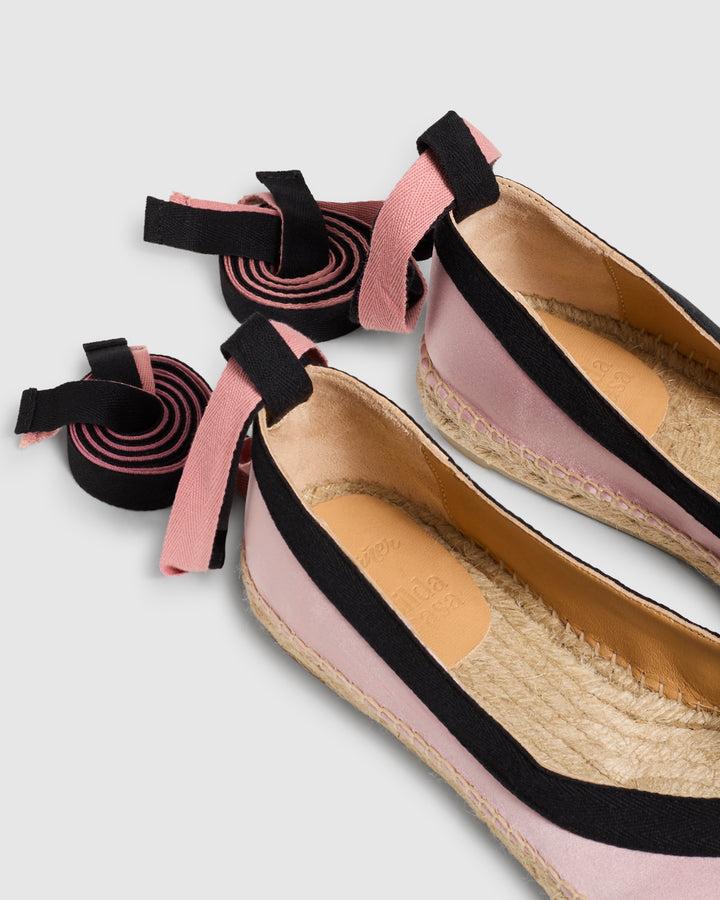 Castañer Alpargata Bailarina Rosa/Negro Plana Mujer | Castañer Envío gratis