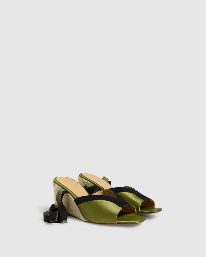 Castañer Alpargata Sandalia Verde/Negro Cuña Mujer | Castañer