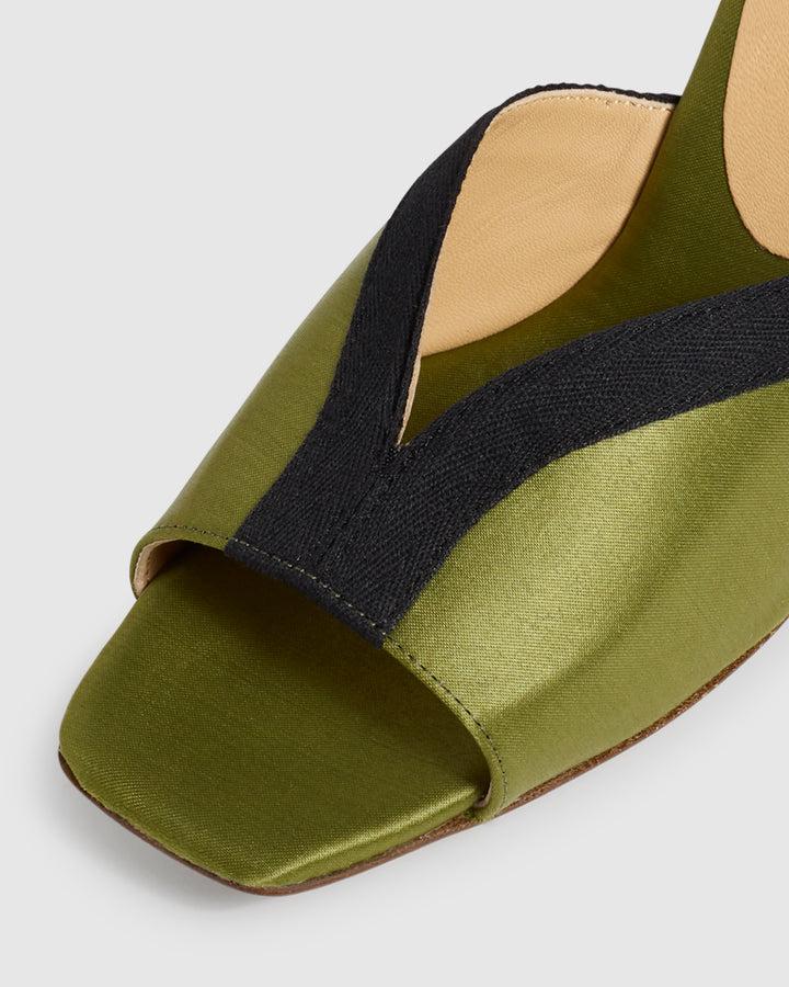 Castañer Alpargata Sandalia Verde/Negro Cuña Mujer | Castañer Outlet