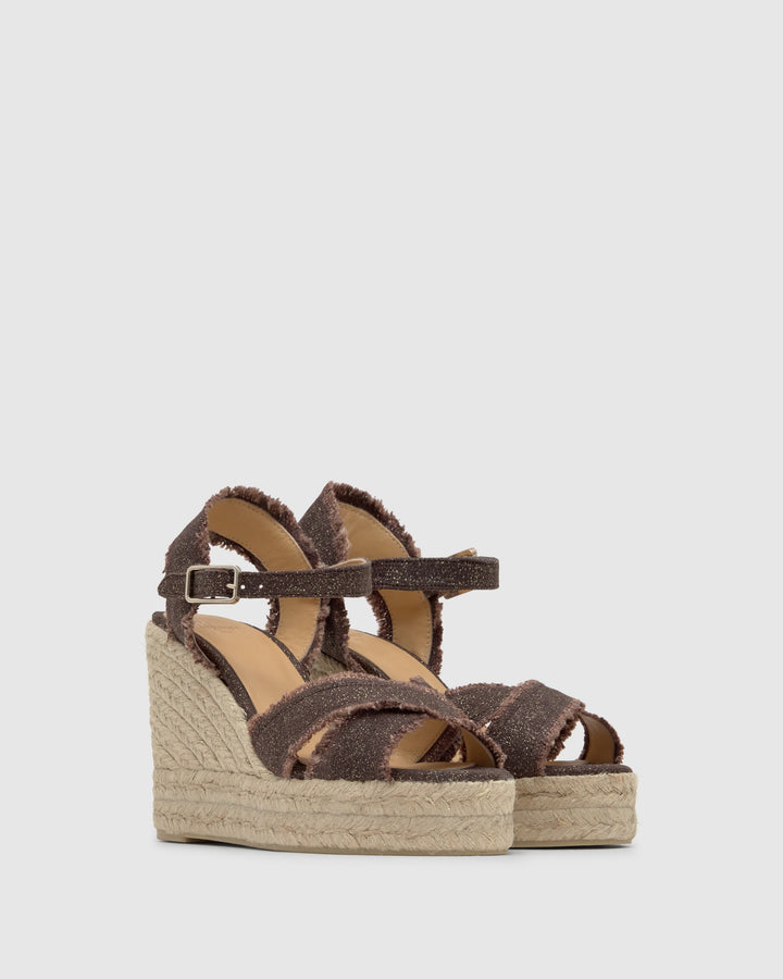 Castañer Alpargata de Mujer estilo Sandalia con Cuña de 11cm de altura | Castañer