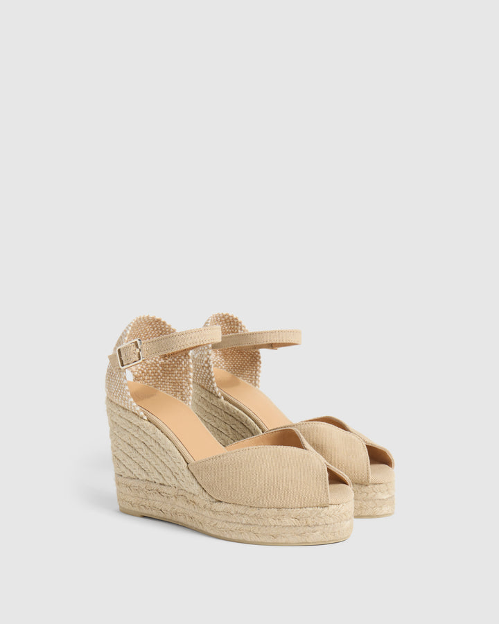 Castañer CASTAÑER SANDALIAS CUÑA BIANCA SAND MUJER – Castañer