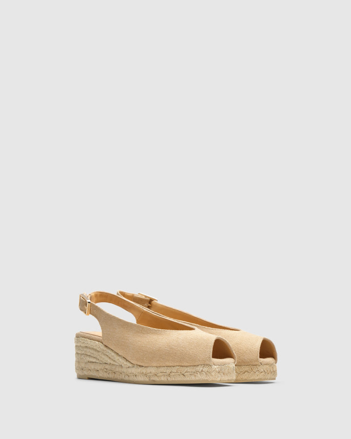 Castañer Calzado de Mujer estilo Peep Toe con Cuña de 5cm de altura | Castañer