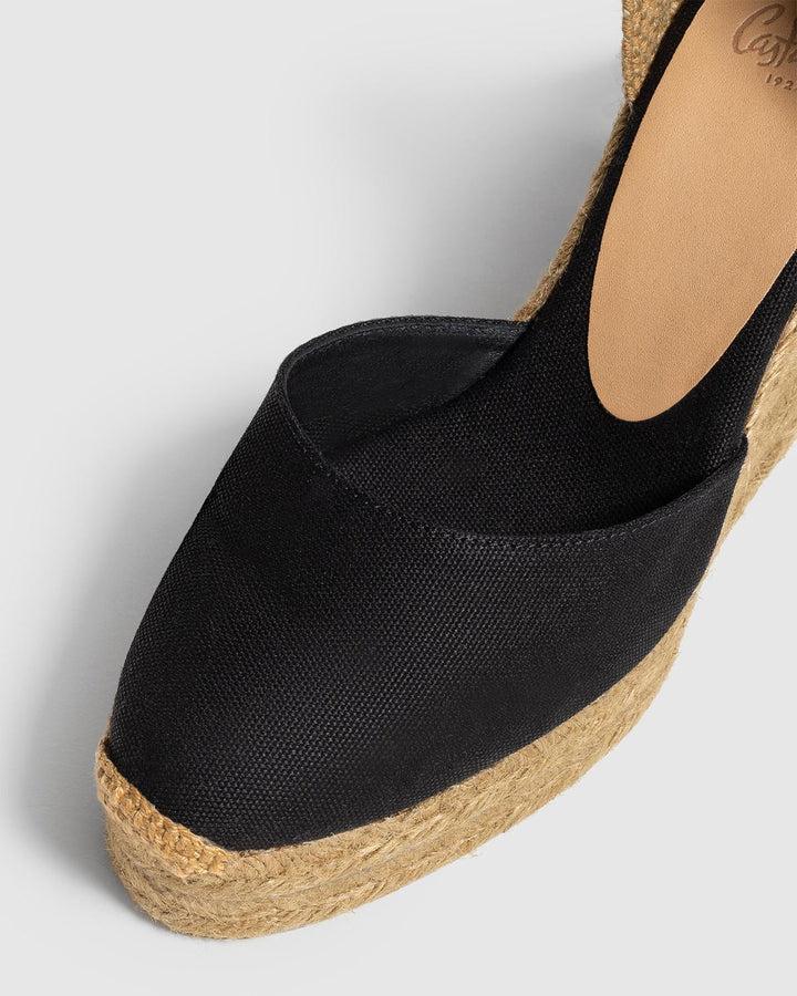 Castañer CASTAÑER | Alpargatas Carina en algodón orgánico cierre mediante lazada y cuña de 11cm. – Castañer En oferta
