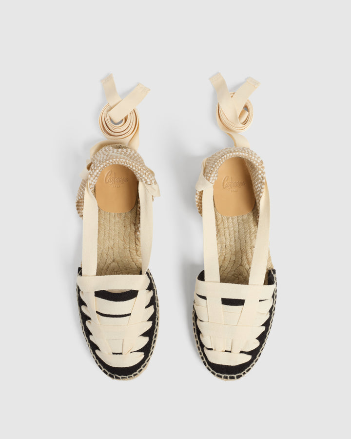 Castañer CASTAÑER ALPARGATAS PLANAS JEAN NEGRO/NATURAL MUJER – Castañer En línea