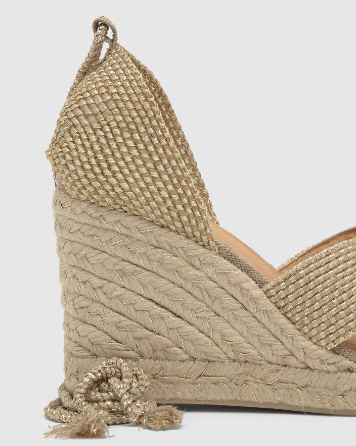 Castañer Alpargata de Mujer estilo Sandalia con Cuña de 9cm de altura | Castañer Ventas relámpago