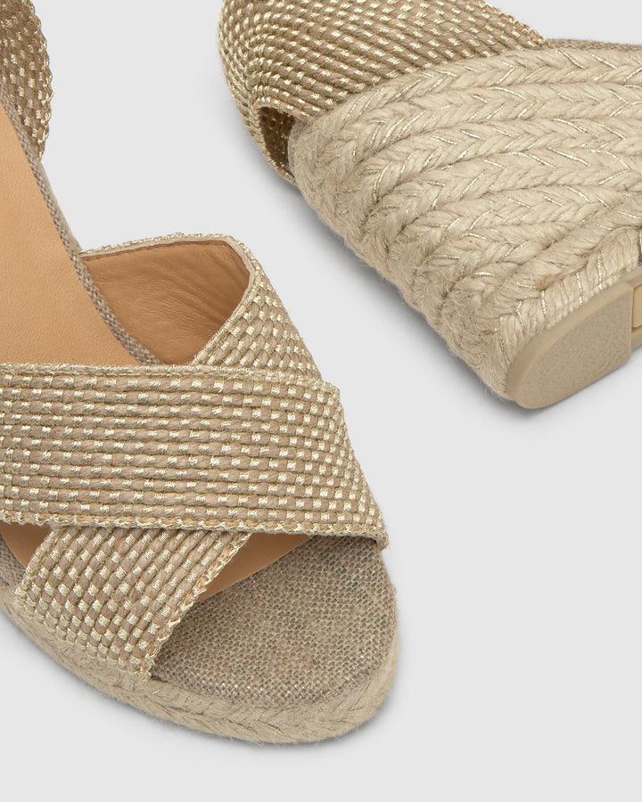 Castañer Alpargata de Mujer estilo Sandalia con Cuña de 9cm de altura | Castañer Ventas relámpago