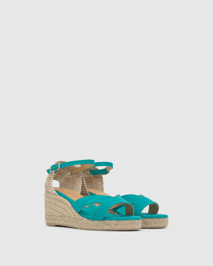 Castañer Alpargata de Mujer estilo Sandalia con Cuña de 7cm de altura | Castañer