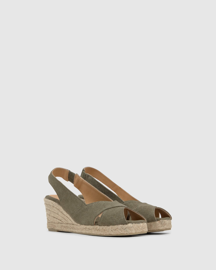 Castañer Alpargata de Mujer estilo Peep Toe con Cuña de 7cm de altura | Castañer