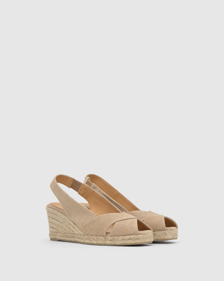 Castañer Alpargata de Mujer estilo Peep Toe con Cuña de 7cm de altura | Castañer
