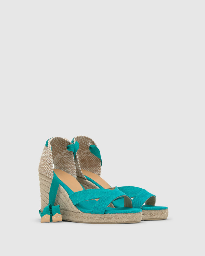 Castañer Alpargata de Mujer estilo Sandalia con Cuña de 9cm de altura | Castañer