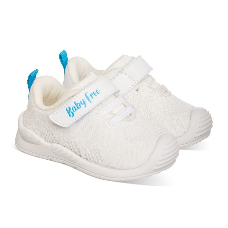 Chetto Deportiva blanca con detalle azul con Velcro moderna y respetuosa Liquidación