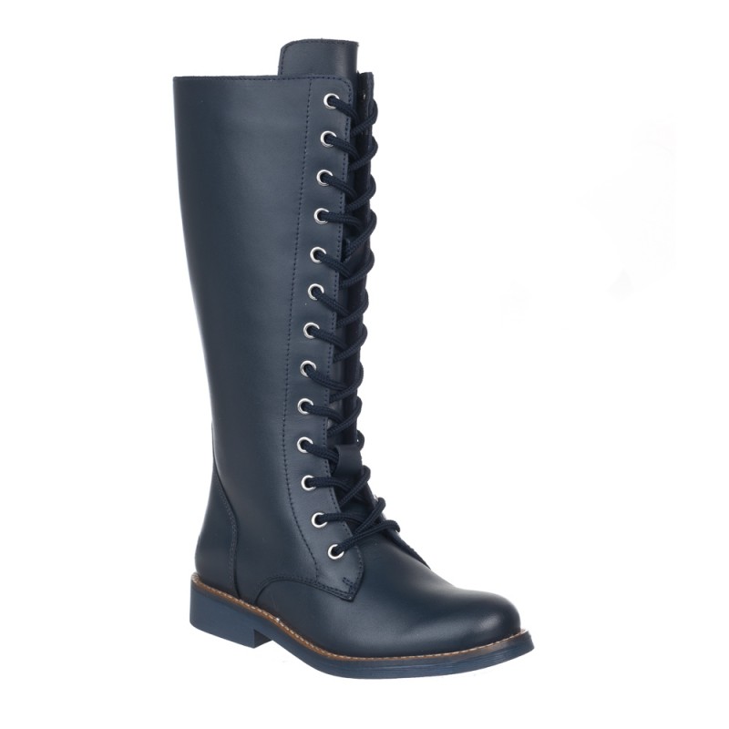 Chetto Bota alta cordones y cremallera lateral. Toda en piel En oferta