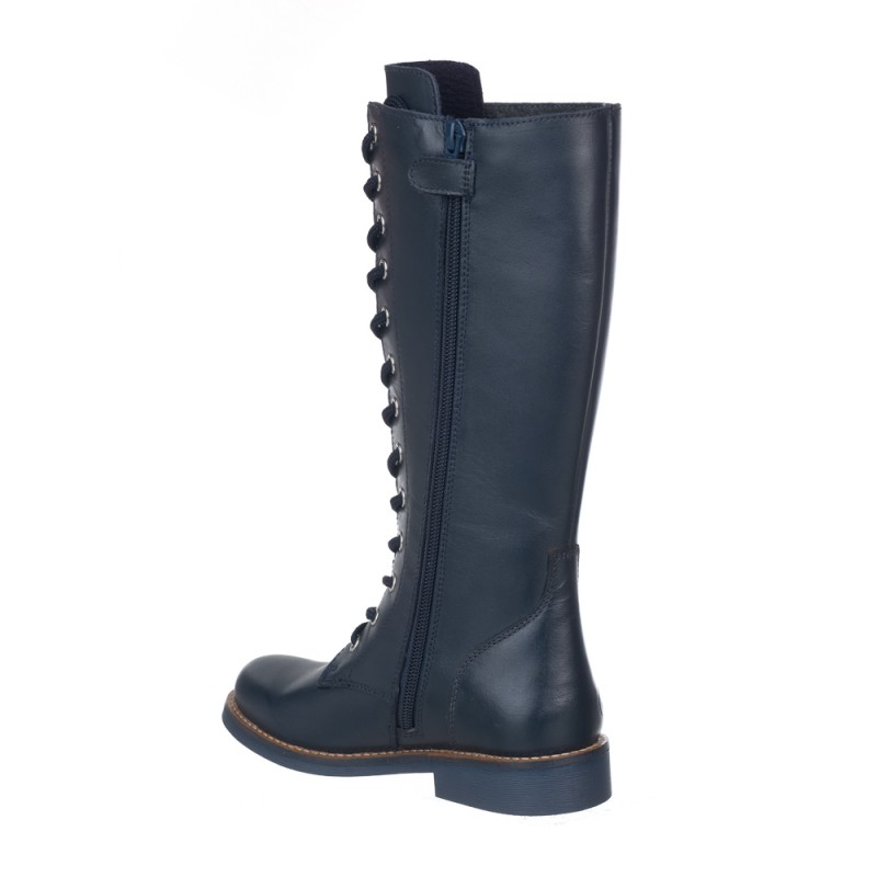 Chetto Bota alta cordones y cremallera lateral. Toda en piel En oferta