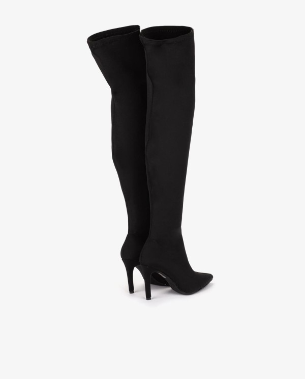 Cuplé MAXI BOTA NEGRA DE LICRA STRETCH CON TACÓN DE AGUJA Liquidación