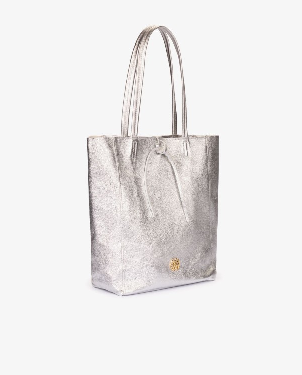 Cuplé SHOPPER VERTICAL PIEL PLATA Venta caliente
