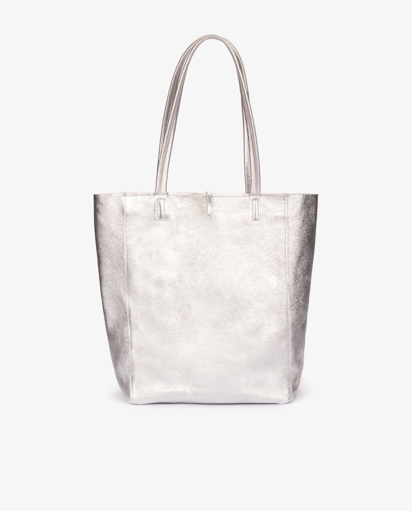 Cuplé SHOPPER VERTICAL PIEL PLATA Venta caliente