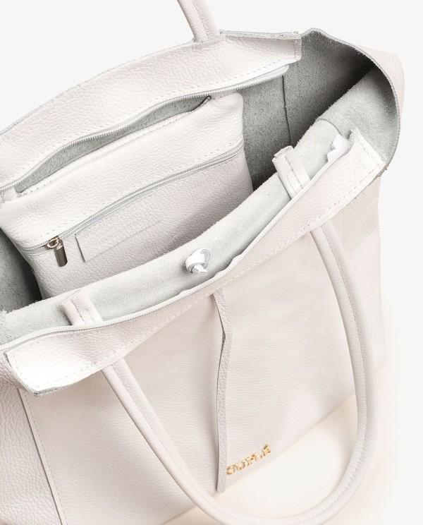Cuplé SHOPPER VERTICAL PIEL BLANCO En oferta