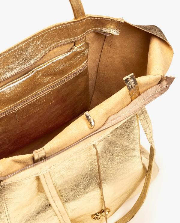 Cuplé SHOPPER VERTICAL PIEL ORO Rebajas baratas