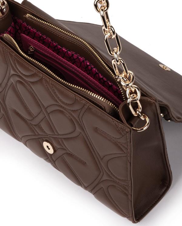 Cuplé BOLSO DE HOMBRO MARRÓN ACOLCHADO CON CADENA Y TACHUELAS DORADA Mejor oferta