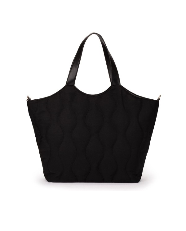 Cuplé SHOPPER ACOLCHADO DE NYLON NEGRO CON LOGO DORADO Y CORREA AJUSTABLE Rebajas online