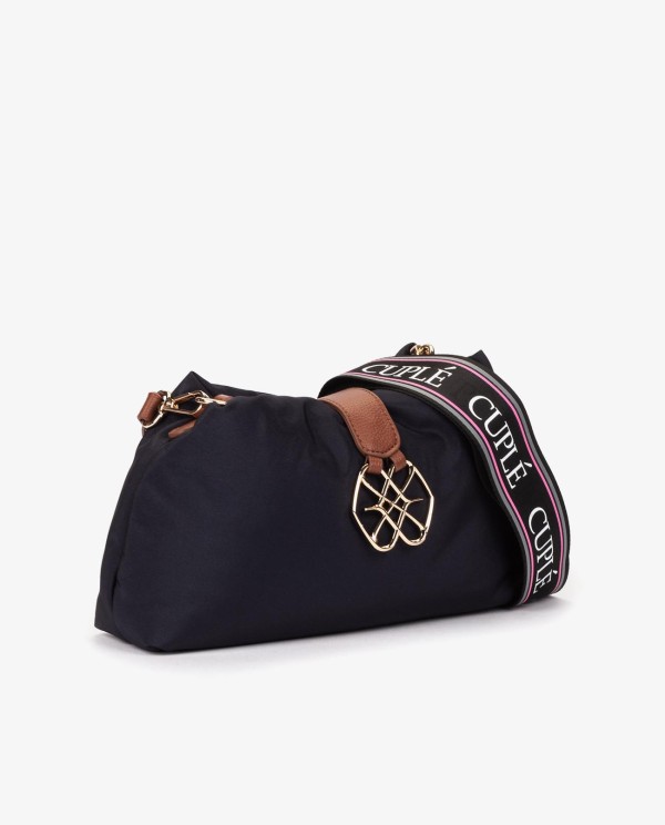 Cuplé BANDOLERA DE NYLON AZUL MARINO CON LOGO DORADO Y CORREA AJUSTABLE Rebajas top