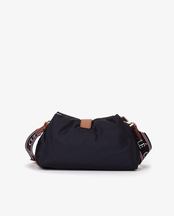Cuplé BANDOLERA DE NYLON AZUL MARINO CON LOGO DORADO Y CORREA AJUSTABLE Rebajas top