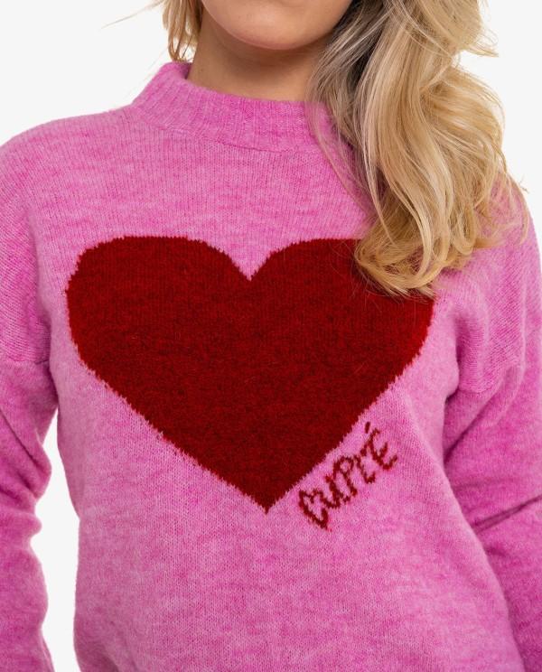Cuplé JERSEY DE PUNTO ROSA CON CORAZÓN ROJO ÚLTIMAS EDICIONES