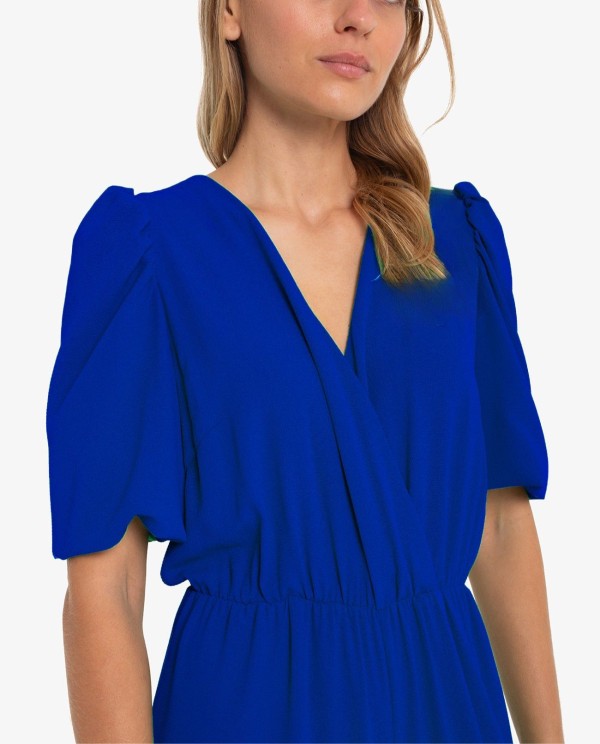 Cuplé MONO LARGO AZUL CON MANGAS ABULLONADAS Promoción por tiempo limitado