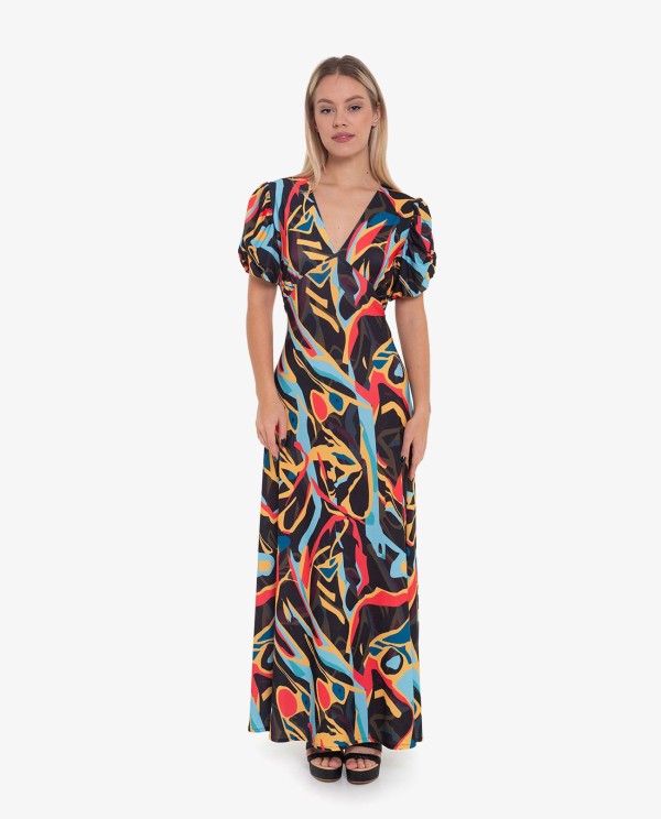 Cuplé VESTIDO LARGO ESTAMPADO ARTIST MANGAS ABULLONADAS Solo queda un día
