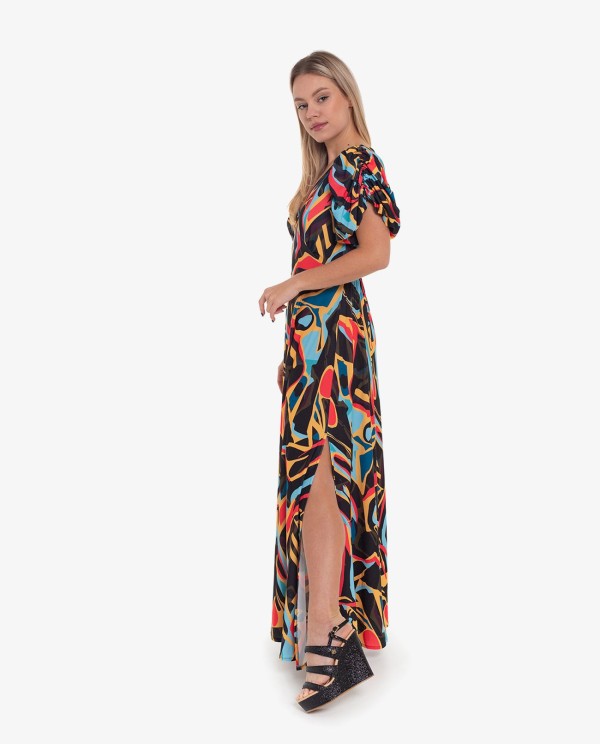 Cuplé VESTIDO LARGO ESTAMPADO ARTIST MANGAS ABULLONADAS Solo queda un día
