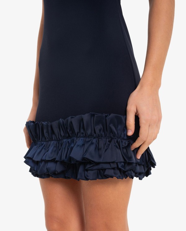 Cuplé VESTIDO CORTO AZUL MARINO CON VOLANTES Liquidación