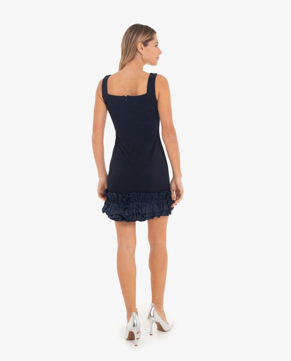 Cuplé VESTIDO CORTO AZUL MARINO CON VOLANTES Liquidación