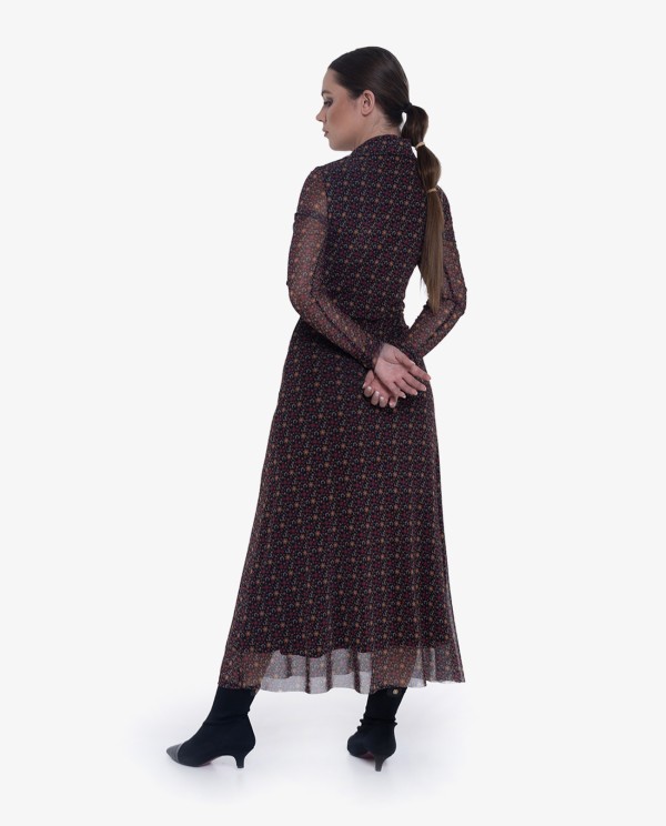 Cuplé VESTIDO MIDI DE TUL ESTAMPADO FLORAL CON CUELLO POLO Tienda de fábrica
