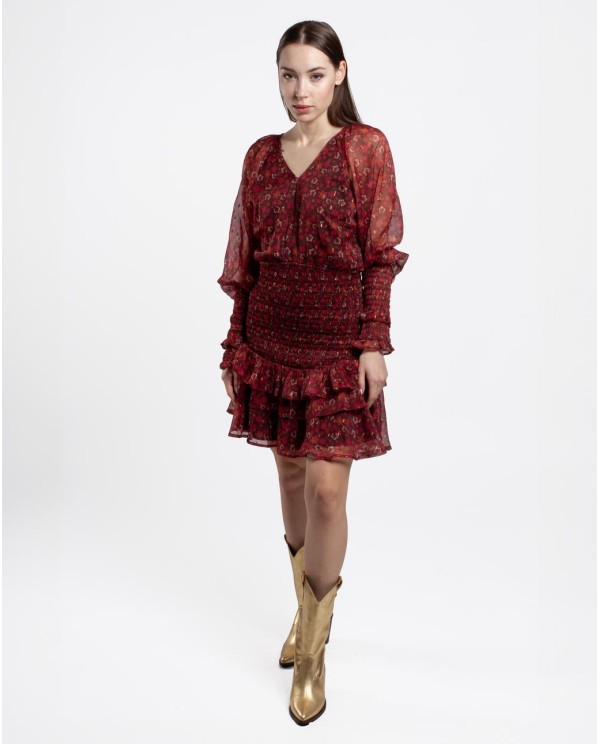 Cuplé MINI VESTIDO DRAPEADO CINTURA GASA ESTAMPADO FLORE