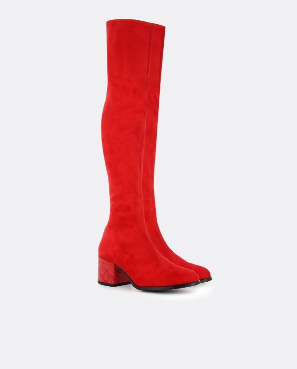 Cuplé BOTA MOSQUETERA ROJO DE ULTRASUEDE ELÁSTICO CON TACÓN MEDIO Los más vendidos